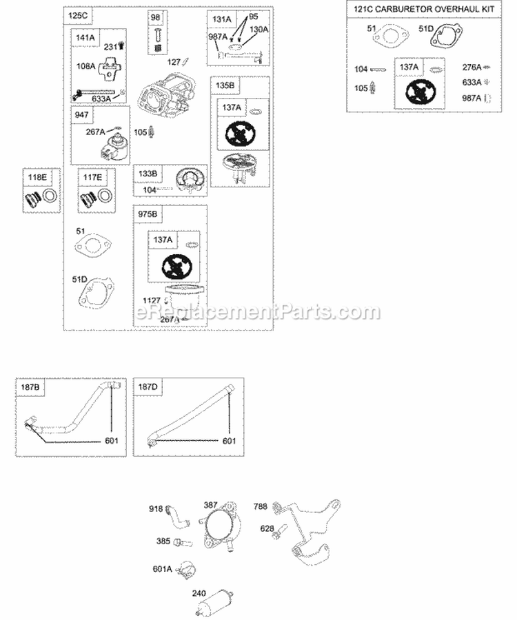 Carburetor Fuel Supply Kit - Carburetor Overhaul Diagram and Parts List for 4035A7-0409-E1  Briggs and Stratton Engine